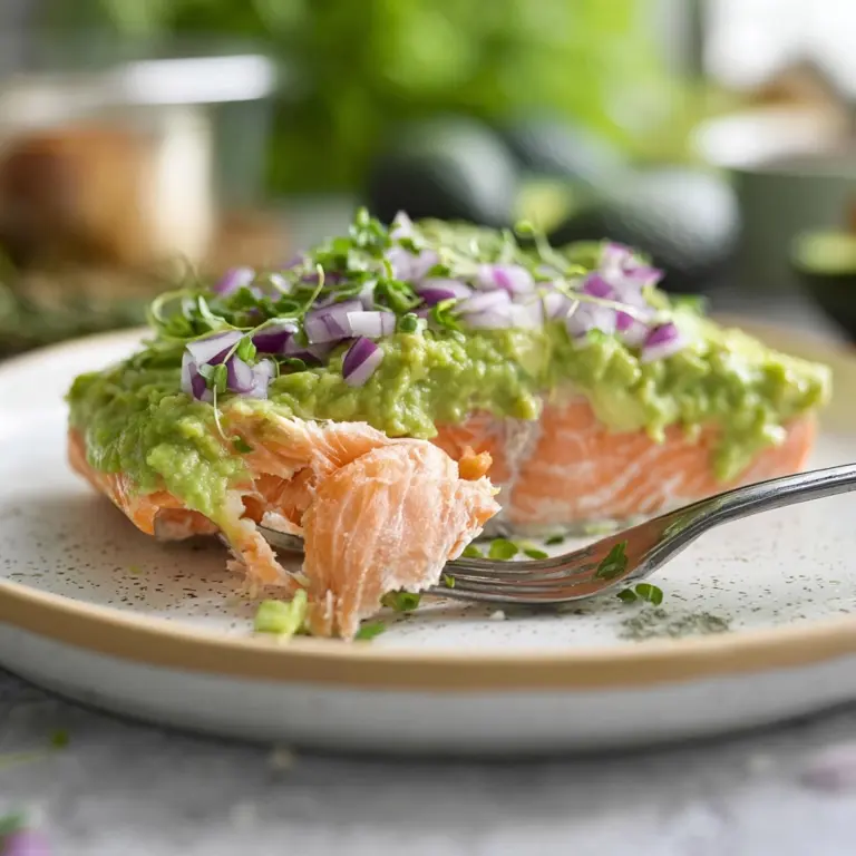 Baked Salmon with Avocado Mash Recipe