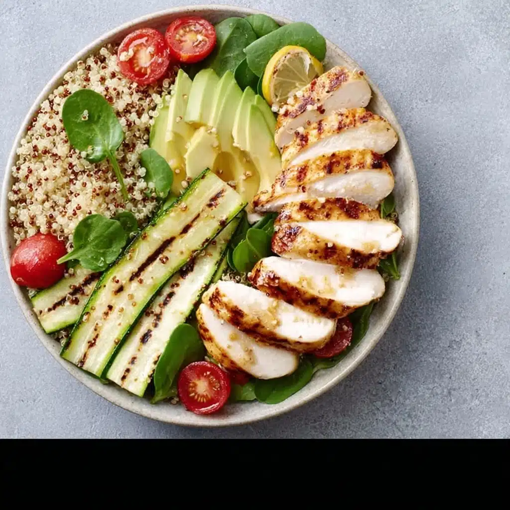 Grilled Chicken Quinoa Bowls with Avocado Sauce Delight Recipe - Recipe Image