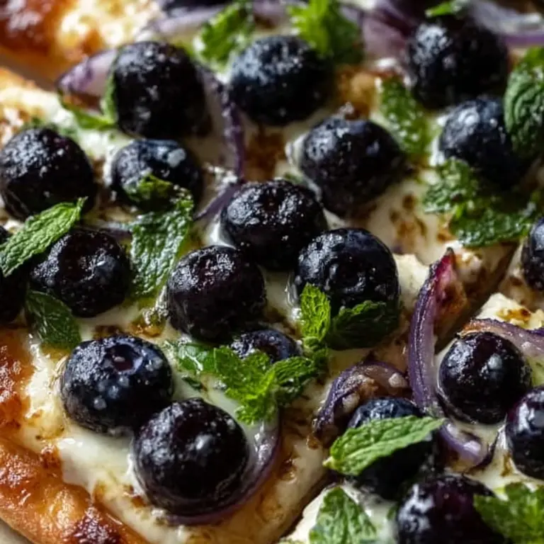 Blueberry Feta & Honey Caramelized Onion Naan Pizza Recipe