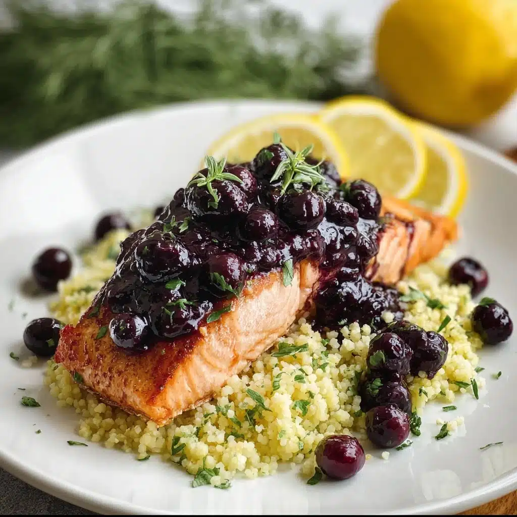 Blueberry Glazed Salmon with Lemon Herb Couscous Recipe - Recipe Image