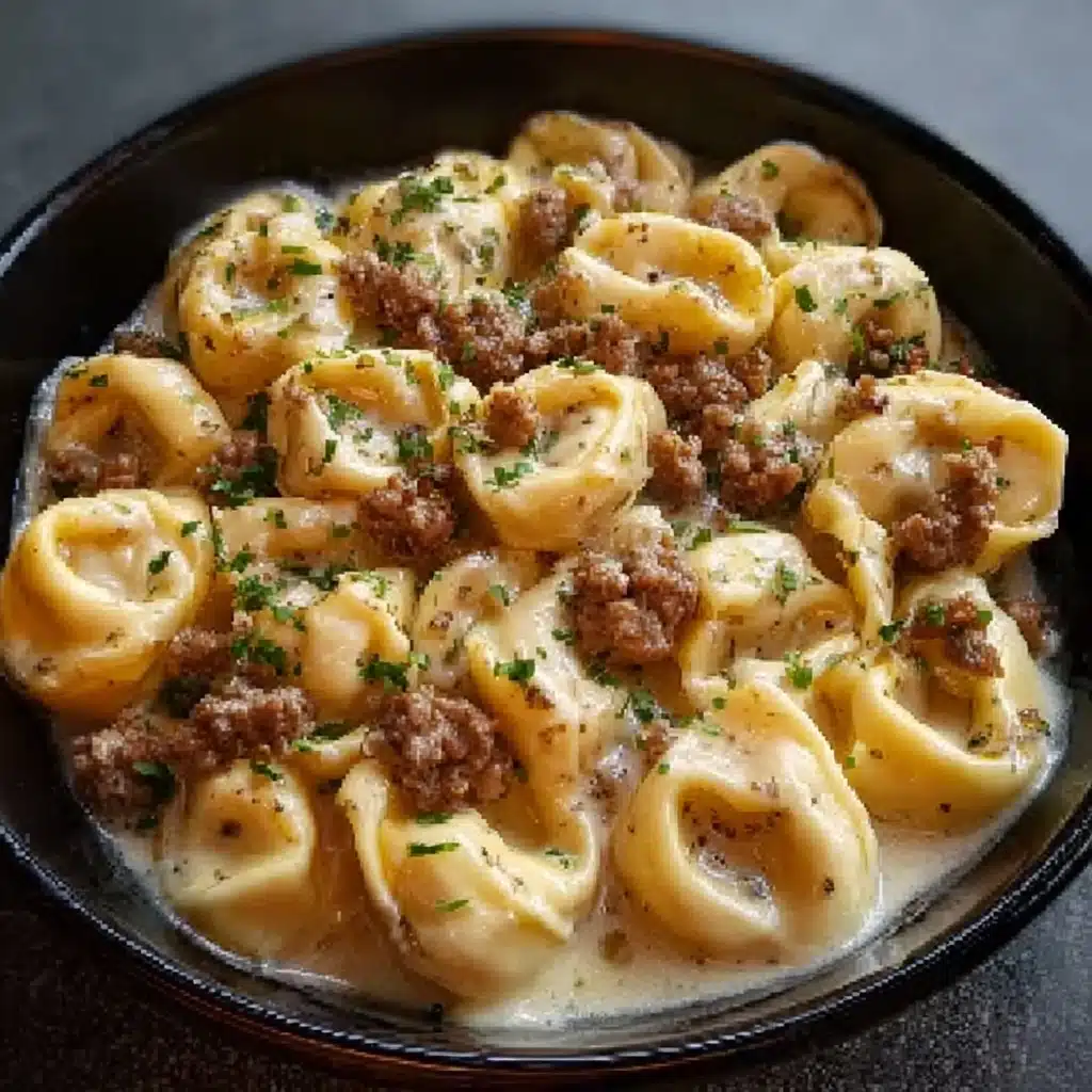 Cheesesteak Tortellini in Rich Provolone Sauce Recipe - Recipe Image