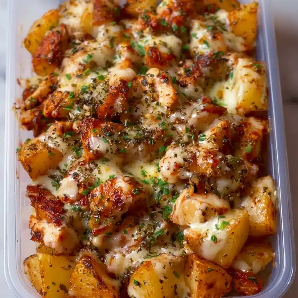 High Protein Creamy Garlic Cheesy Chicken and Potatoes Recipe - Recipe Image