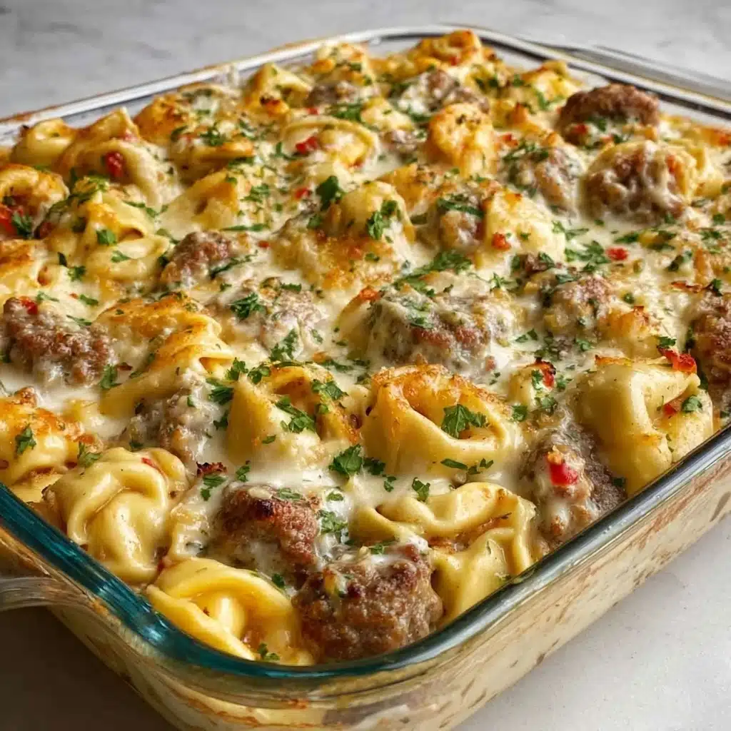 Golden Cheese Steak Tortellini Casserole Recipe - Recipe Image