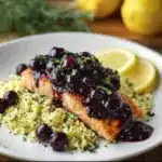 Blueberry Glazed Salmon with Lemon Herb Couscous Recipe