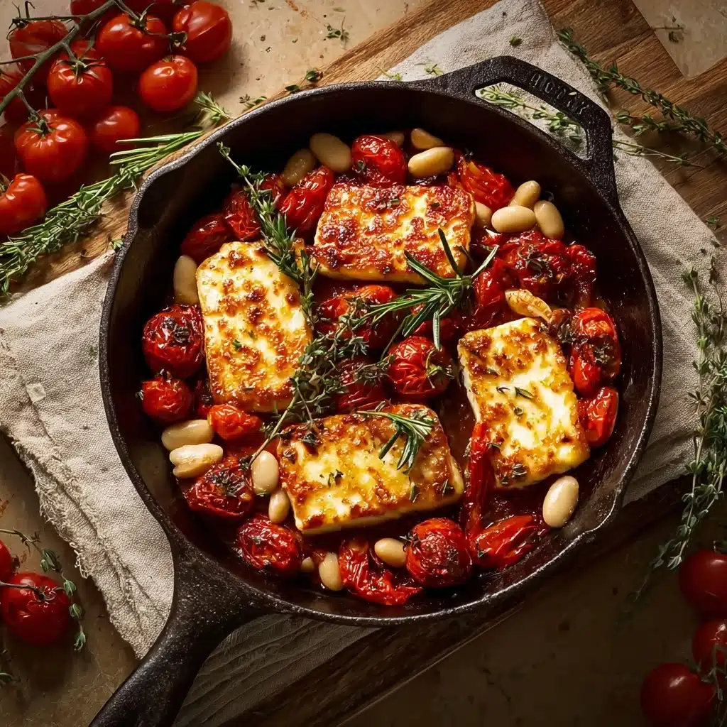 Crispy Halloumi with Tomatoes and White Beans Recipe