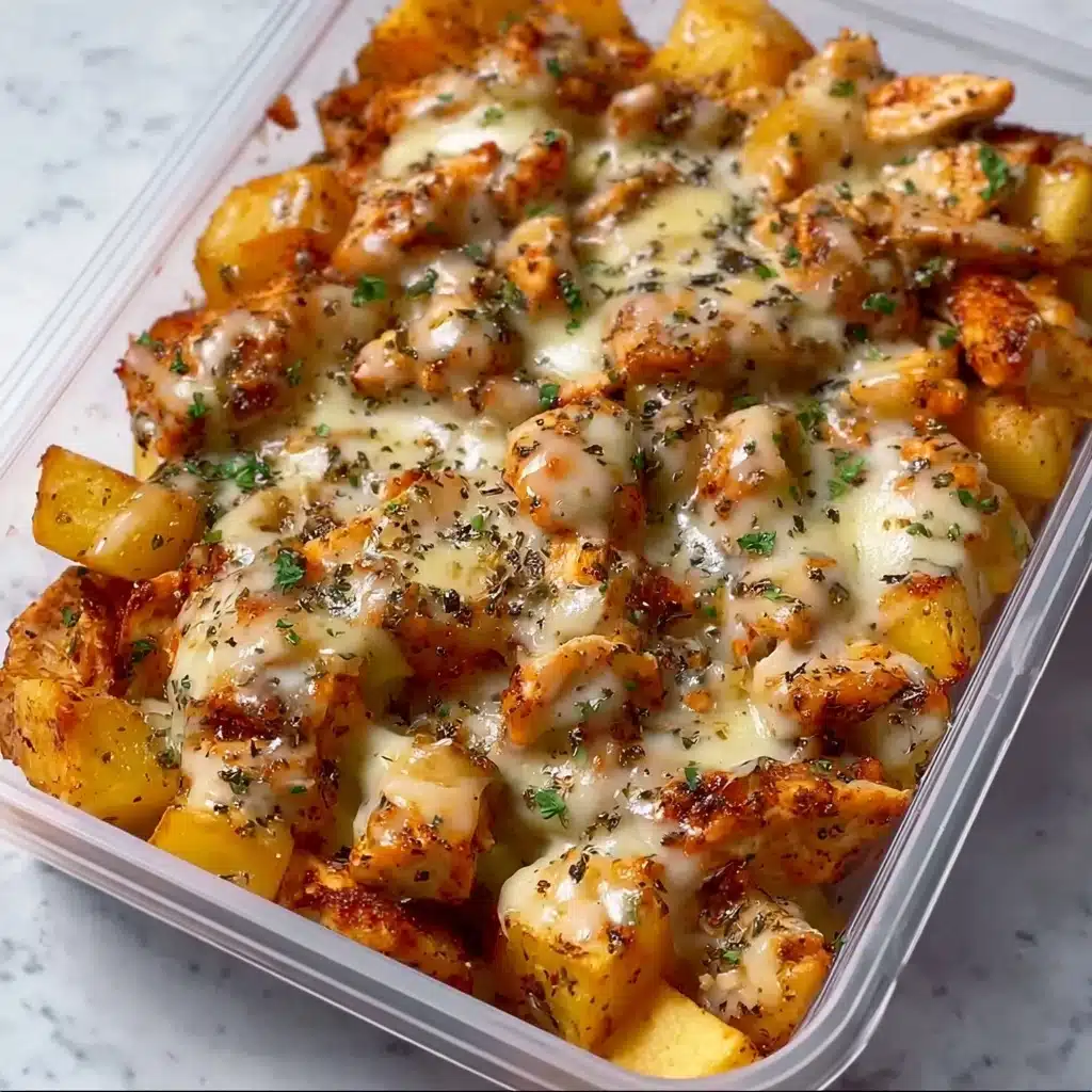 High Protein Creamy Garlic Cheesy Chicken and Potatoes Recipe