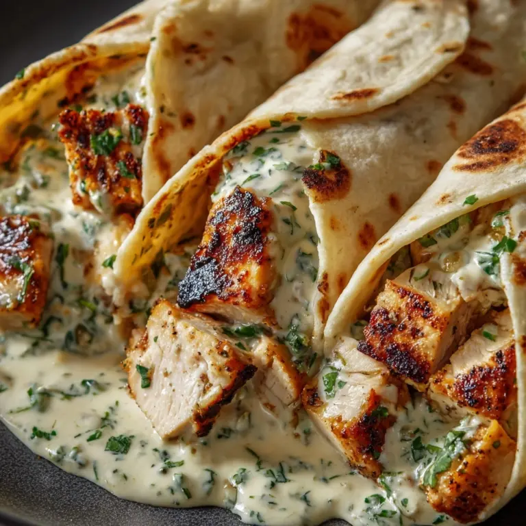 Savory Chicken Wraps with Garlic Cream Sauce Recipe