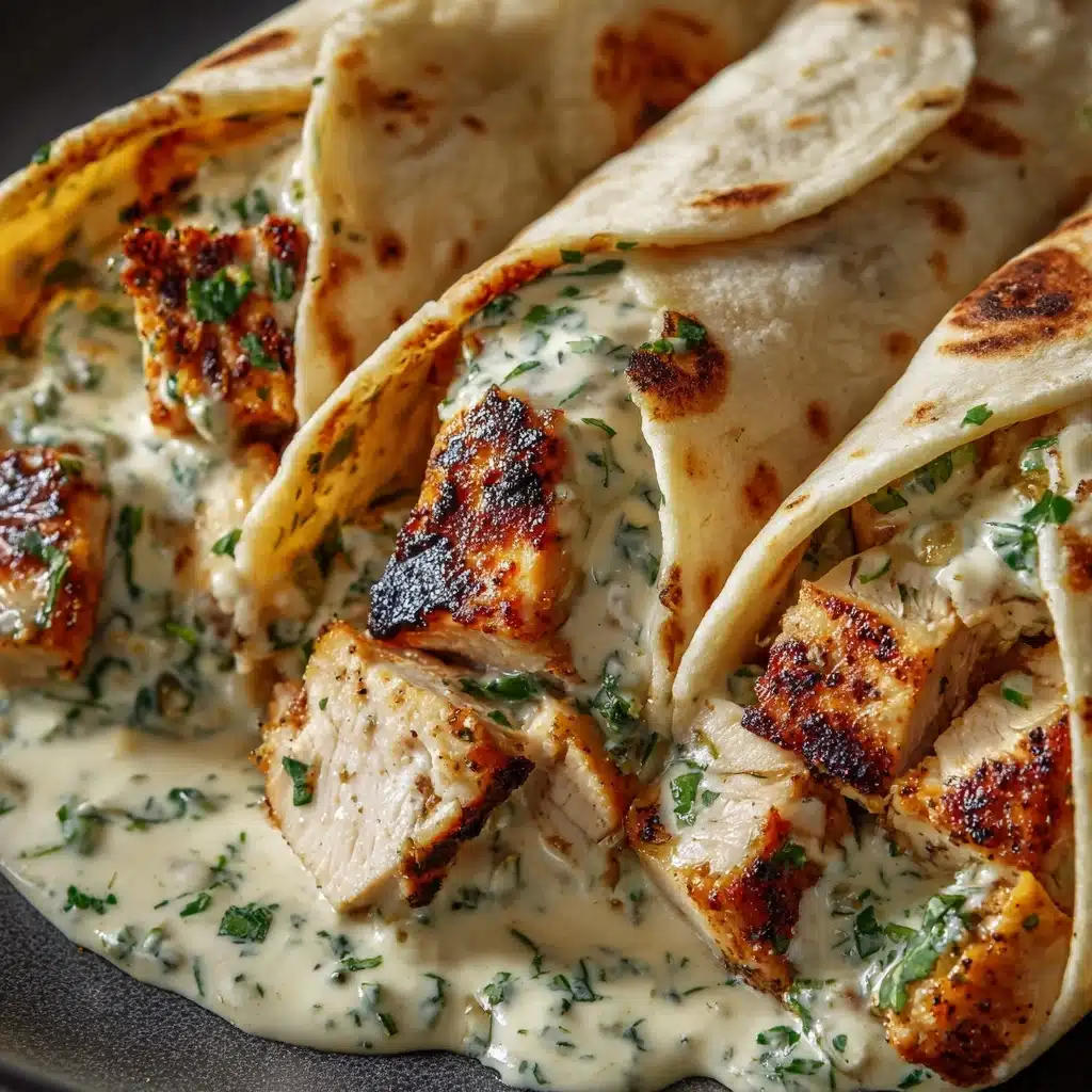 Savory Chicken Wraps with Garlic Cream Sauce Recipe - Recipe Image