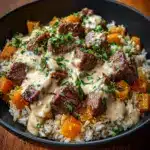 Cheesy Steak and Rice Skillet Recipe