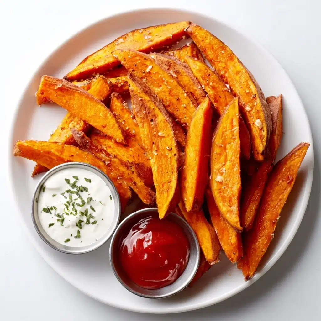 Garlic Parmesan Sweet Potato Wedges Recipe - Recipe Image