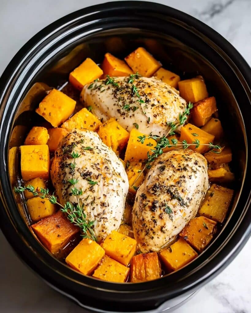 Crockpot Maple Dijon Chicken With Butternut Squash Recipe