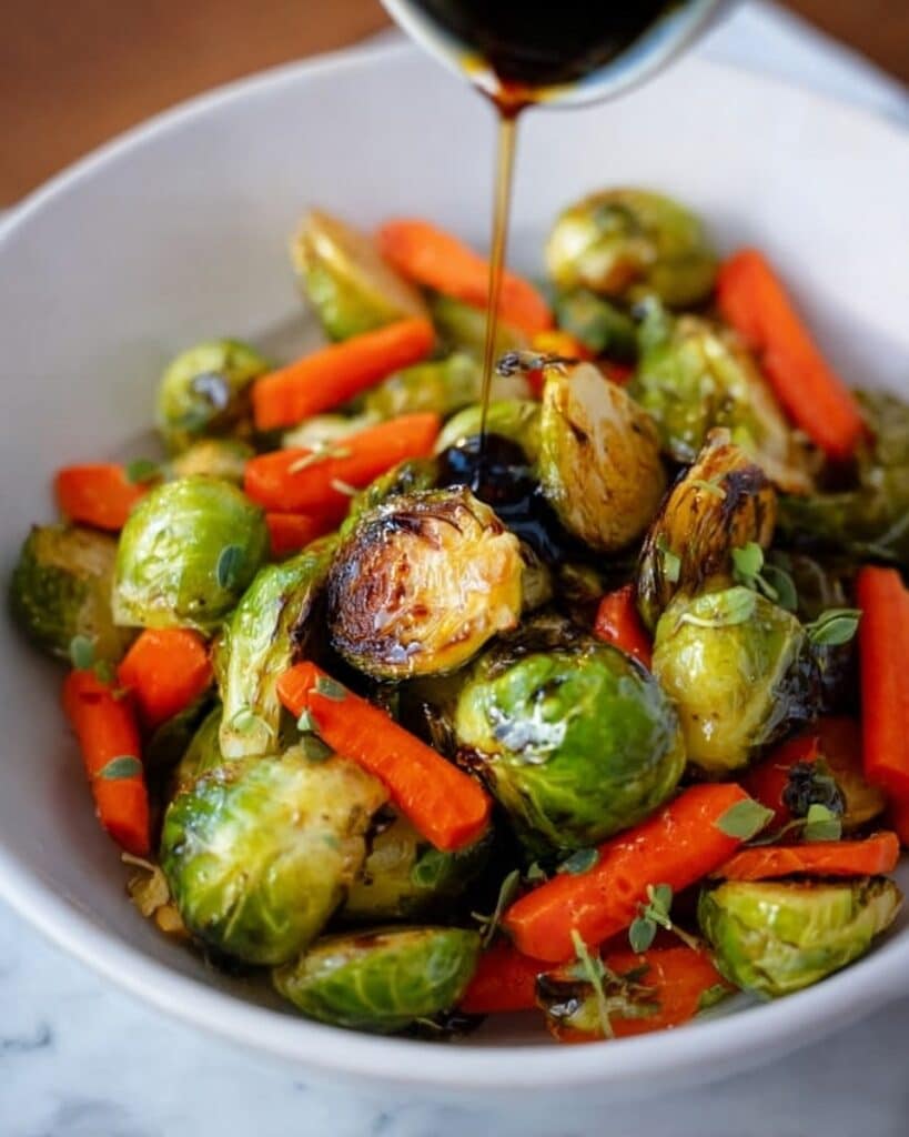 Roasted Brussels Sprouts with Red Peppers and Shallots Recipe