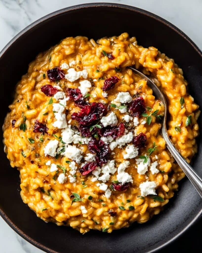 Pumpkin Risotto with Goat Cheese and Dried Cranberries Recipe