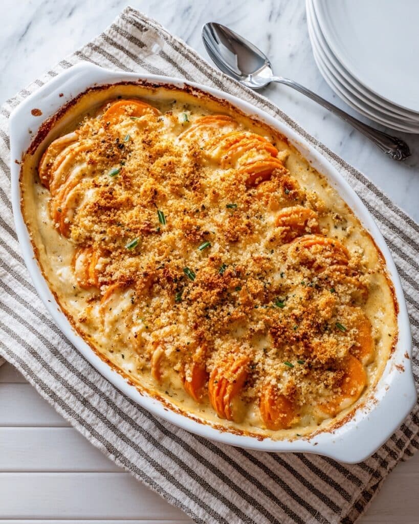 Cheesy Herb Butternut Squash Gratin with Panko Topping Recipe