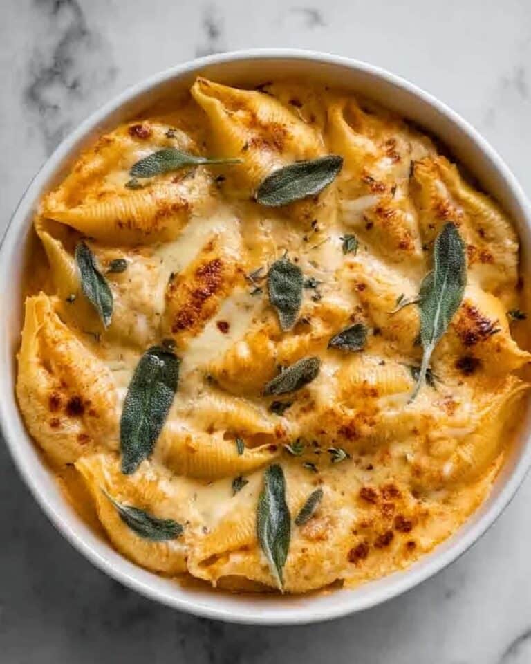 Pumpkin & Gouda Stuffed Shells With Brown Butter & Sage Alfredo Sauce Recipe