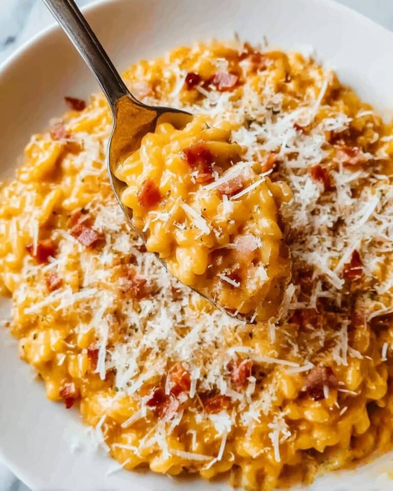 Creamy Pumpkin Risotto with Pancetta, Rosemary, and Parmesan Recipe