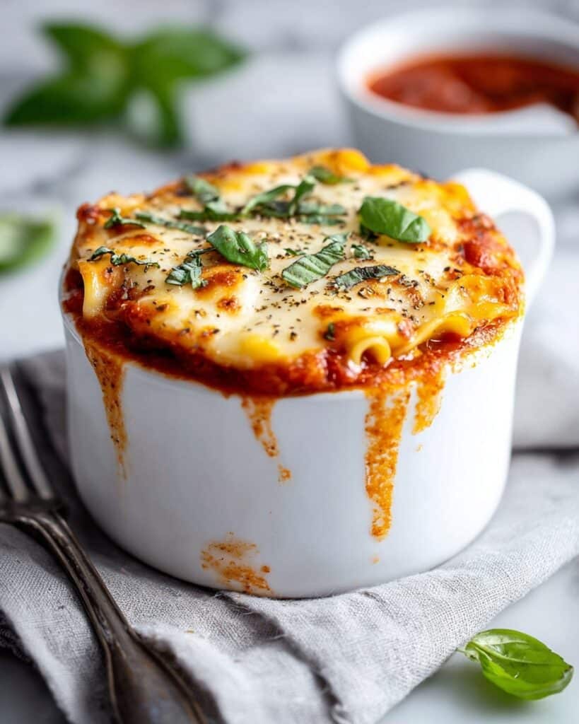 Mug Lasagna with Ricotta and Marinara Recipe