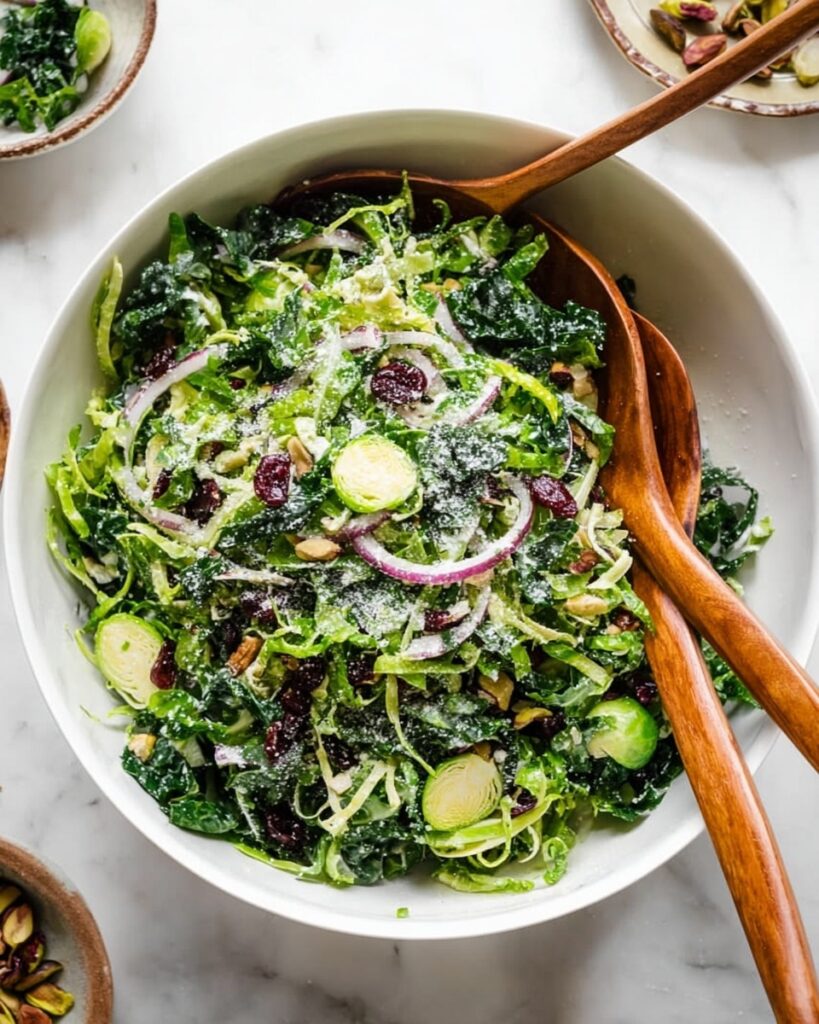 Simple Kale and Brussels Sprout Salad with Dijon Lemon Dressing Recipe