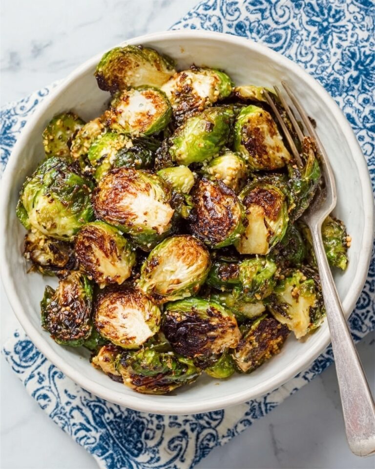 Garlic Parmesan Roasted Brussels Sprouts with Dijon Chive Cream Sauce Recipe