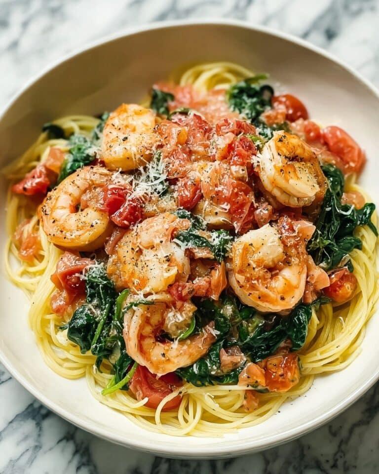 Tomato Spinach Shrimp Pasta Recipe