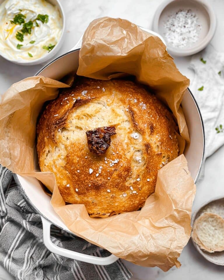 Roasted Garlic No Knead Bread Recipe