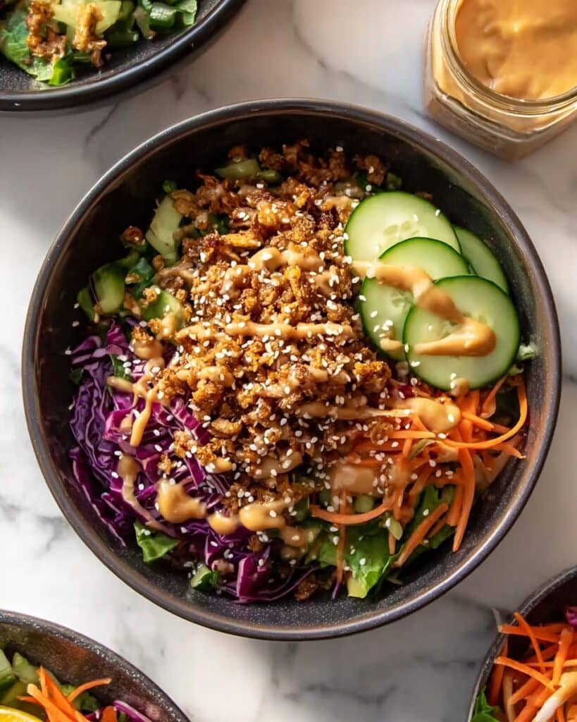 Quick Crispy Rice Salad with Peanut Sesame Dressing Recipe