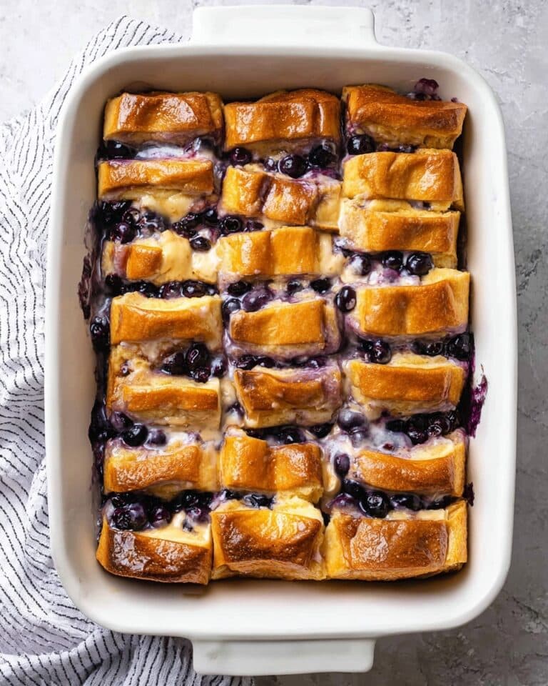 Overnight Blueberry Cream Cheese French Toast Casserole Recipe