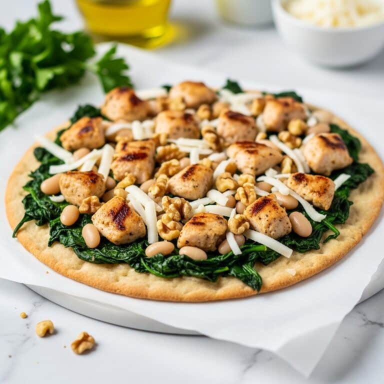 Greek Chicken and Veggie Flatbread with Tzatziki and Feta Recipe