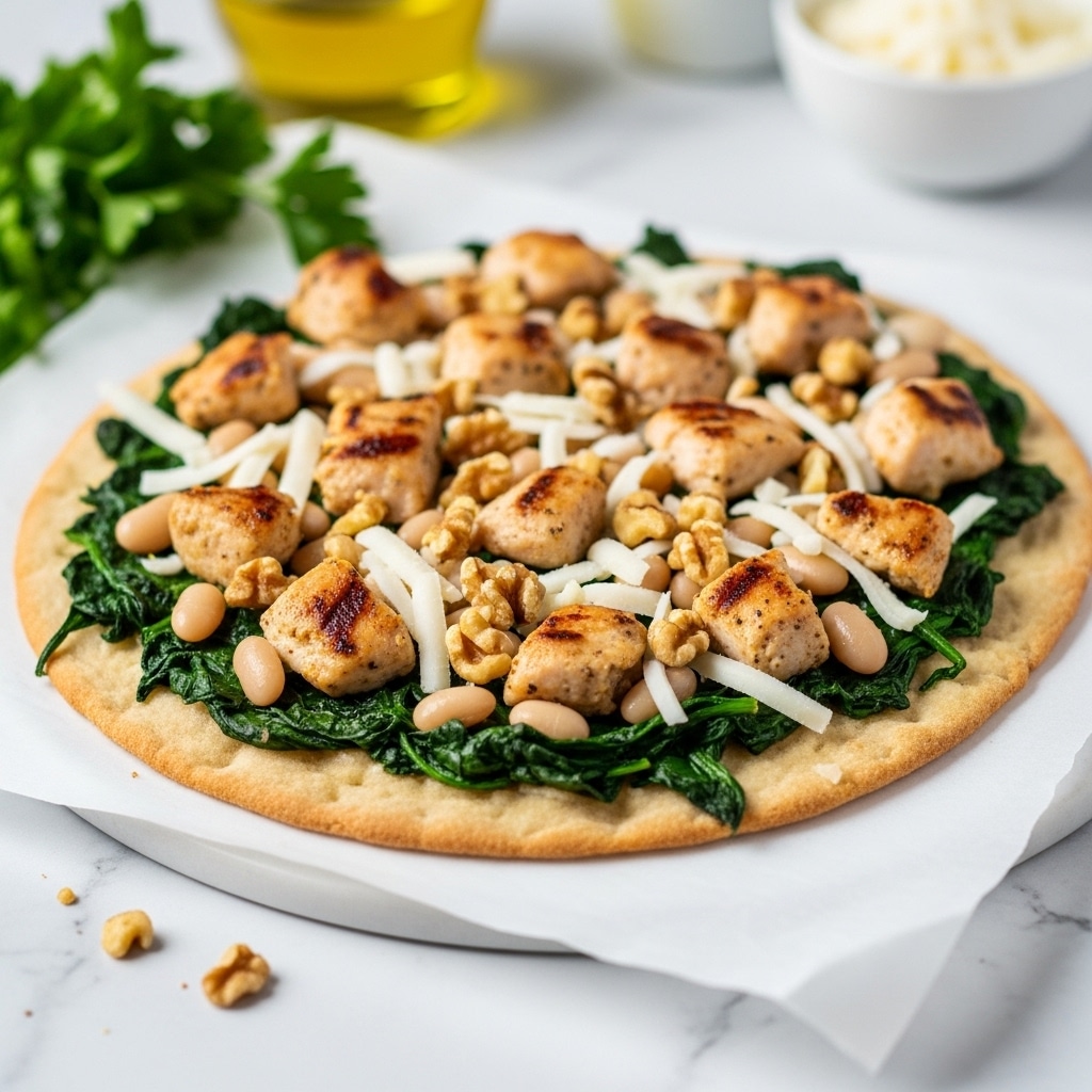 Greek Chicken and Veggie Flatbread with Tzatziki and Feta Recipe