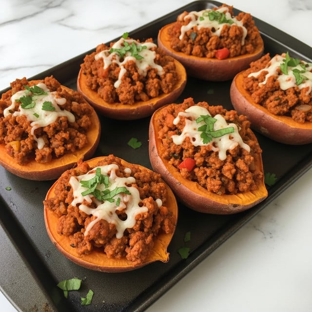 High Protein Ground Turkey Stuffed Sweet Potatoes Recipe