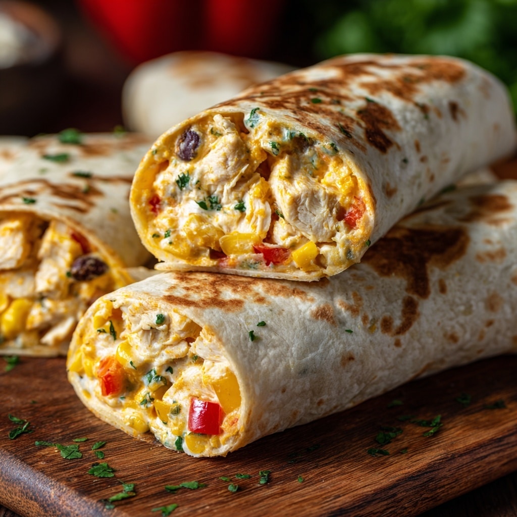 Cheesy Garlic Chicken Wraps Recipe - Recipe Image