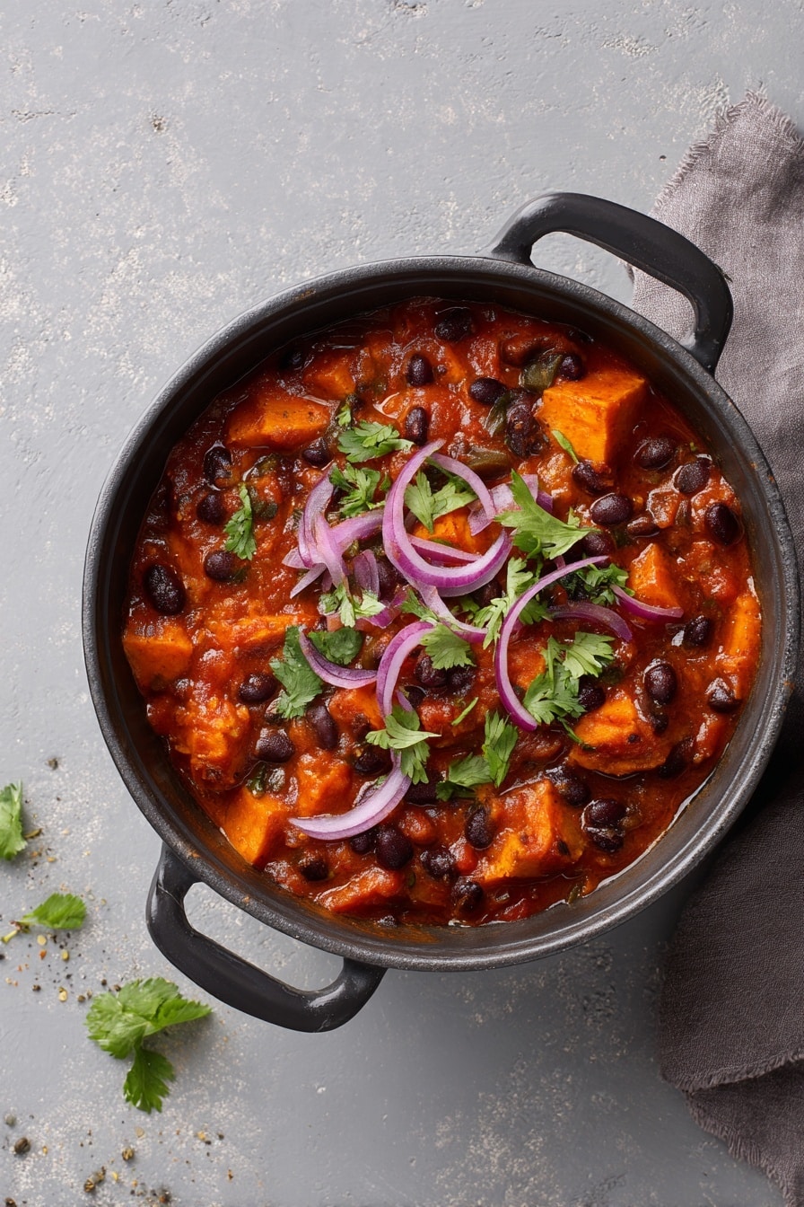 Slow Cooker Vegetarian Sweet Potato Chili Recipe - Recipe Image