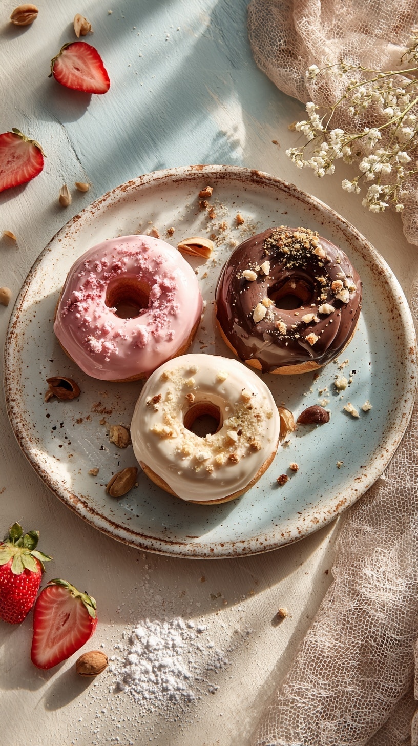 Rose Water Donuts with Fluffy Glaze Recipe - Recipe Image
