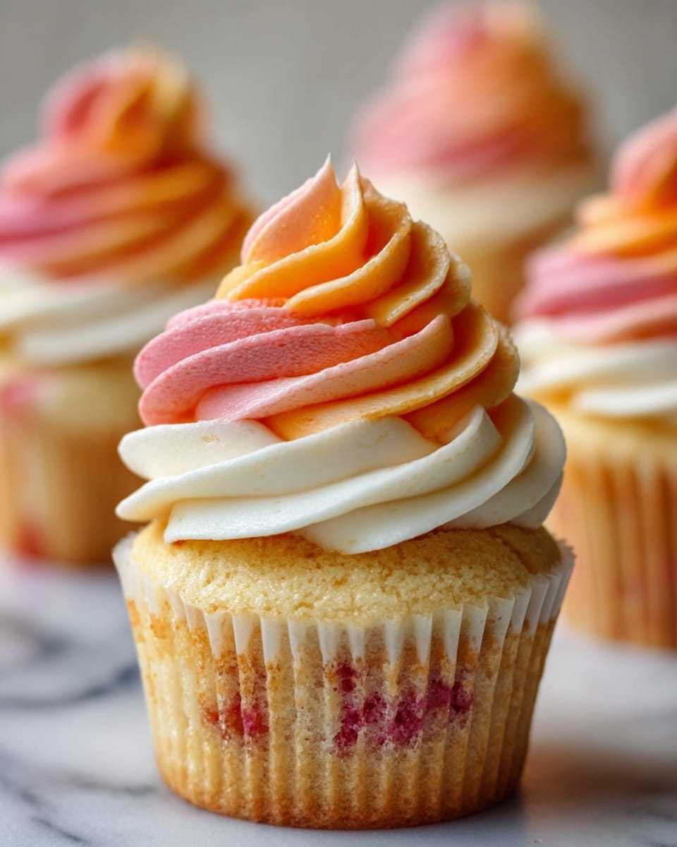 Mango Strawberry Sunset Cupcakes Recipe - Recipe Image