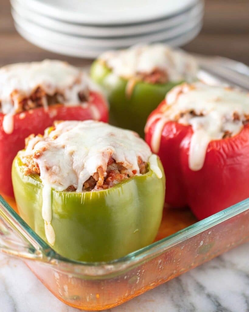 Classic Stuffed Bell Peppers with Beef, Rice, and Mozzarella Recipe