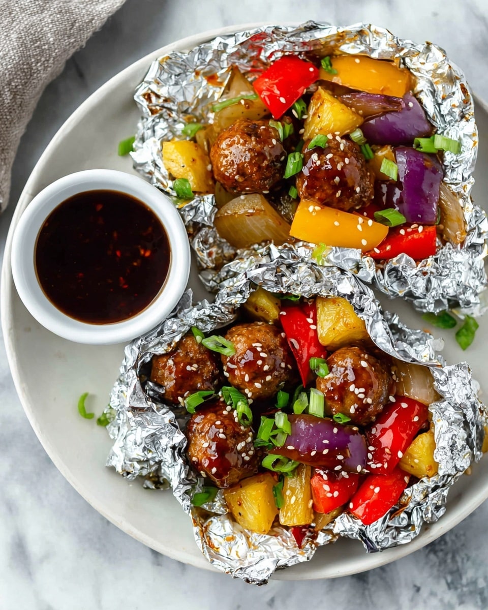 Teriyaki Meatball Foil Packets Recipe - Recipe Image