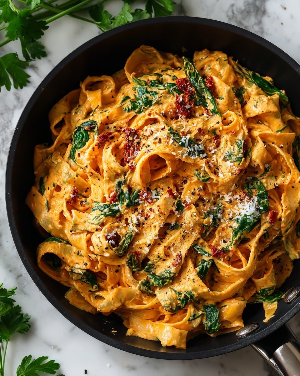 Vegan Creamy Sun Dried Tomato Pasta Recipe - Recipe Image