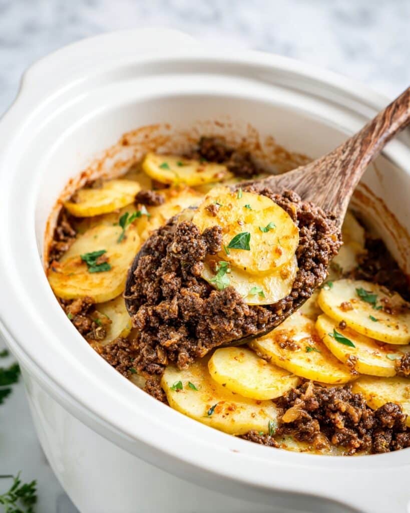 Slow Cooker Beef and Potatoes Au Gratin Recipe