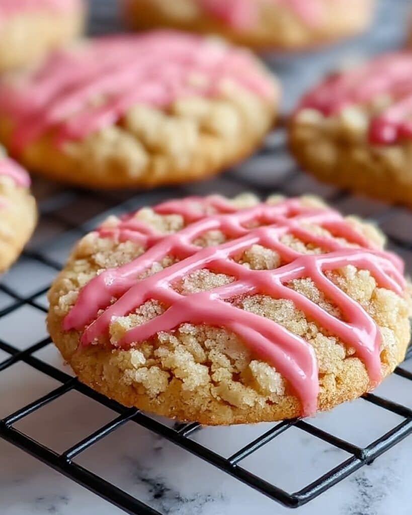 Strawberry Crunch Cookies with Crumb Topping & Glaze Recipe