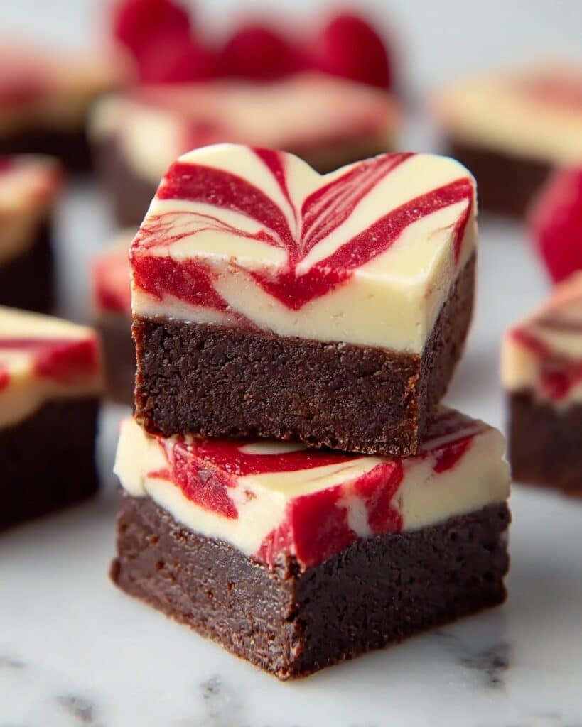 Heart Shaped Brownies with Raspberry Swirl & Cheesecake Recipe
