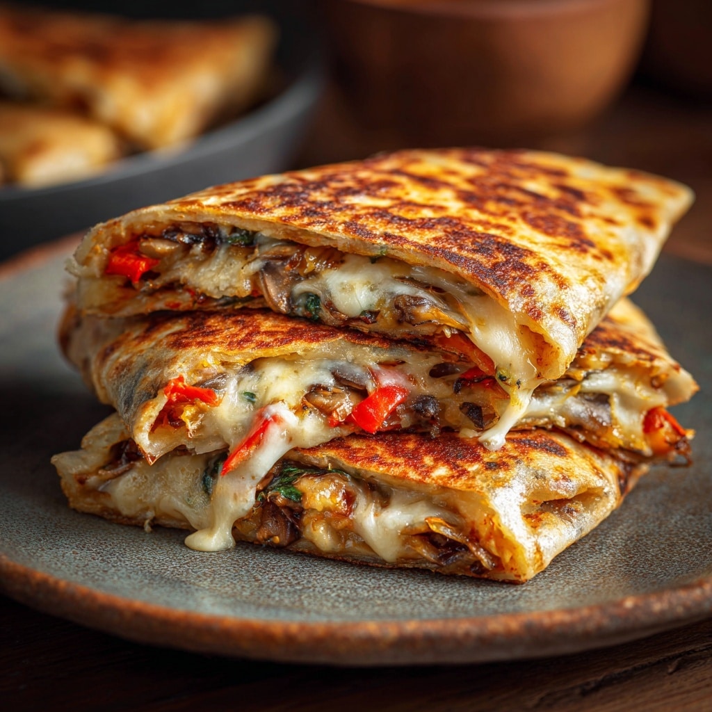 Mediterranean Quesadillas with Spinach, Feta, Mozzarella, and Red Onion Recipe - Recipe Image