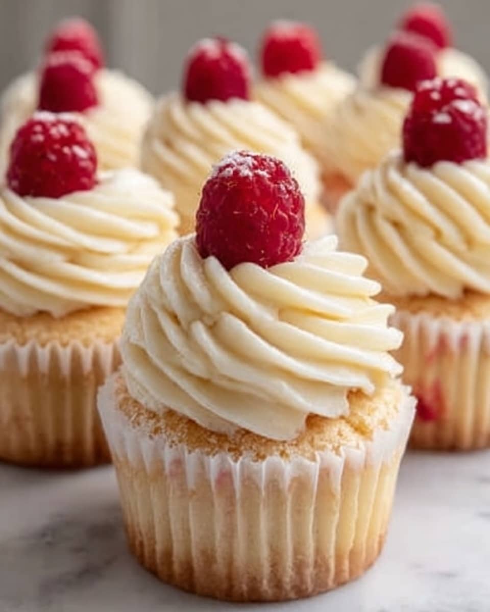 Incredible Almond Wedding Cake Cupcakes with Raspberry Filling Recipe - Recipe Image