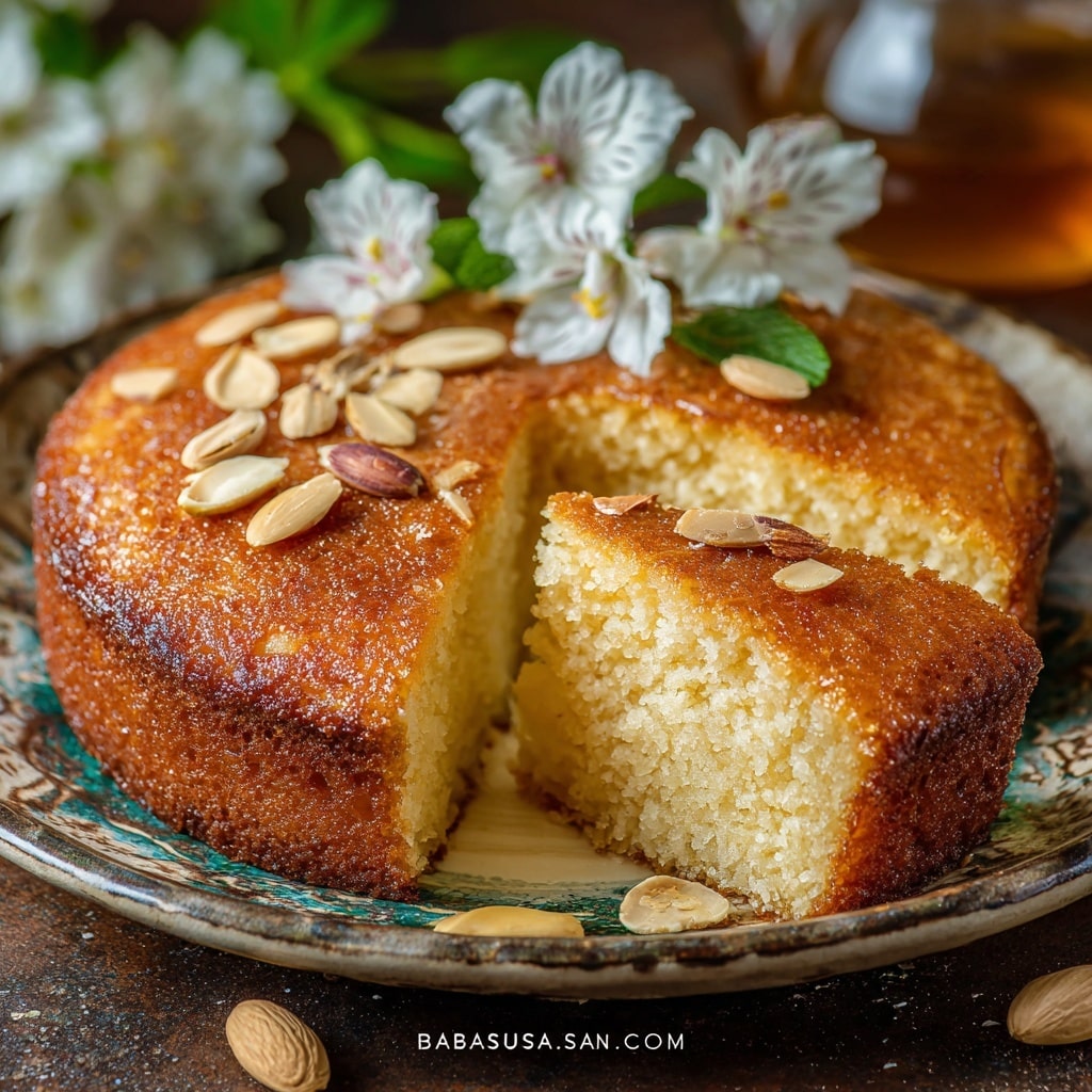 Basbousa with Coconut and Honey Syrup Recipe - Recipe Image