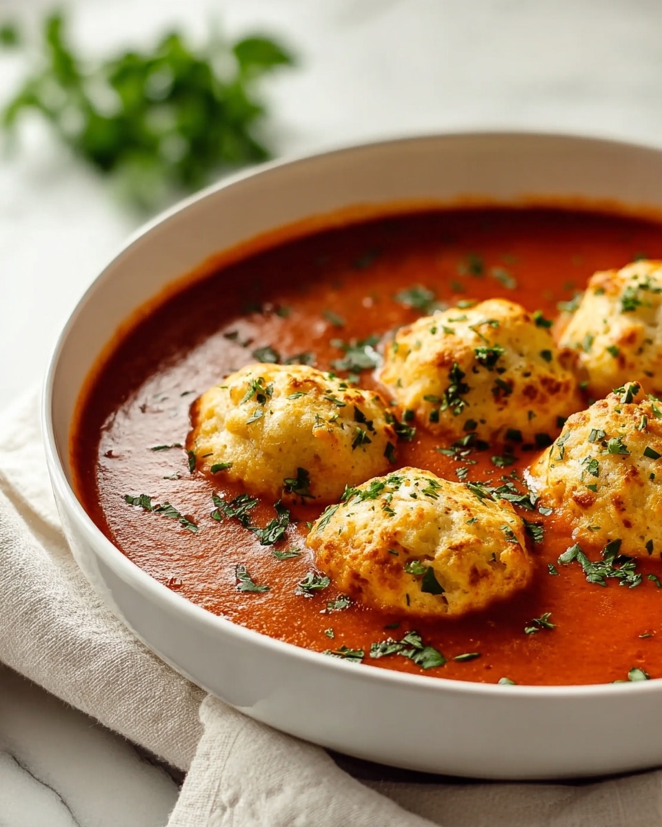 Best Tomato Soup With Cheddar Bay Dumplings Recipe - Recipe Image