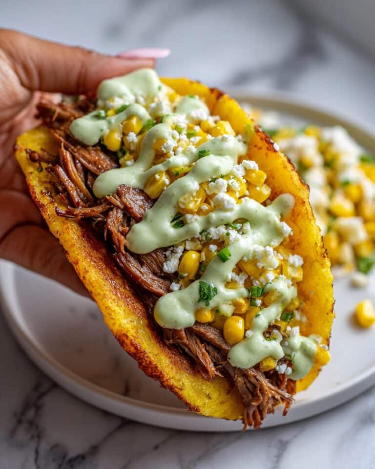 Braised Beef Brisket Tacos with Street Corn and Jalapeño Lime Ranch Recipe