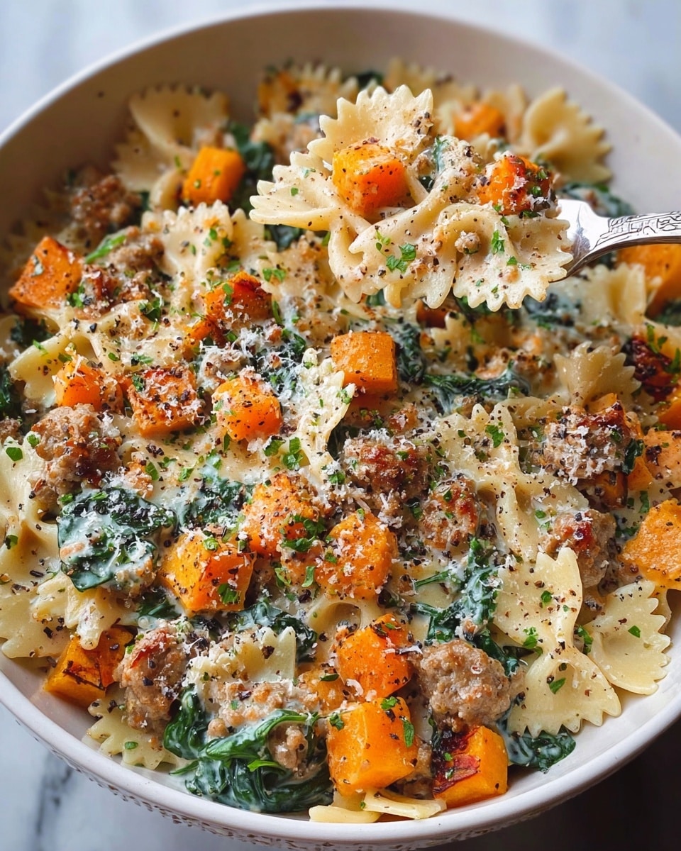 Butternut Squash Pasta with Sausage and Spinach Recipe - Recipe Image