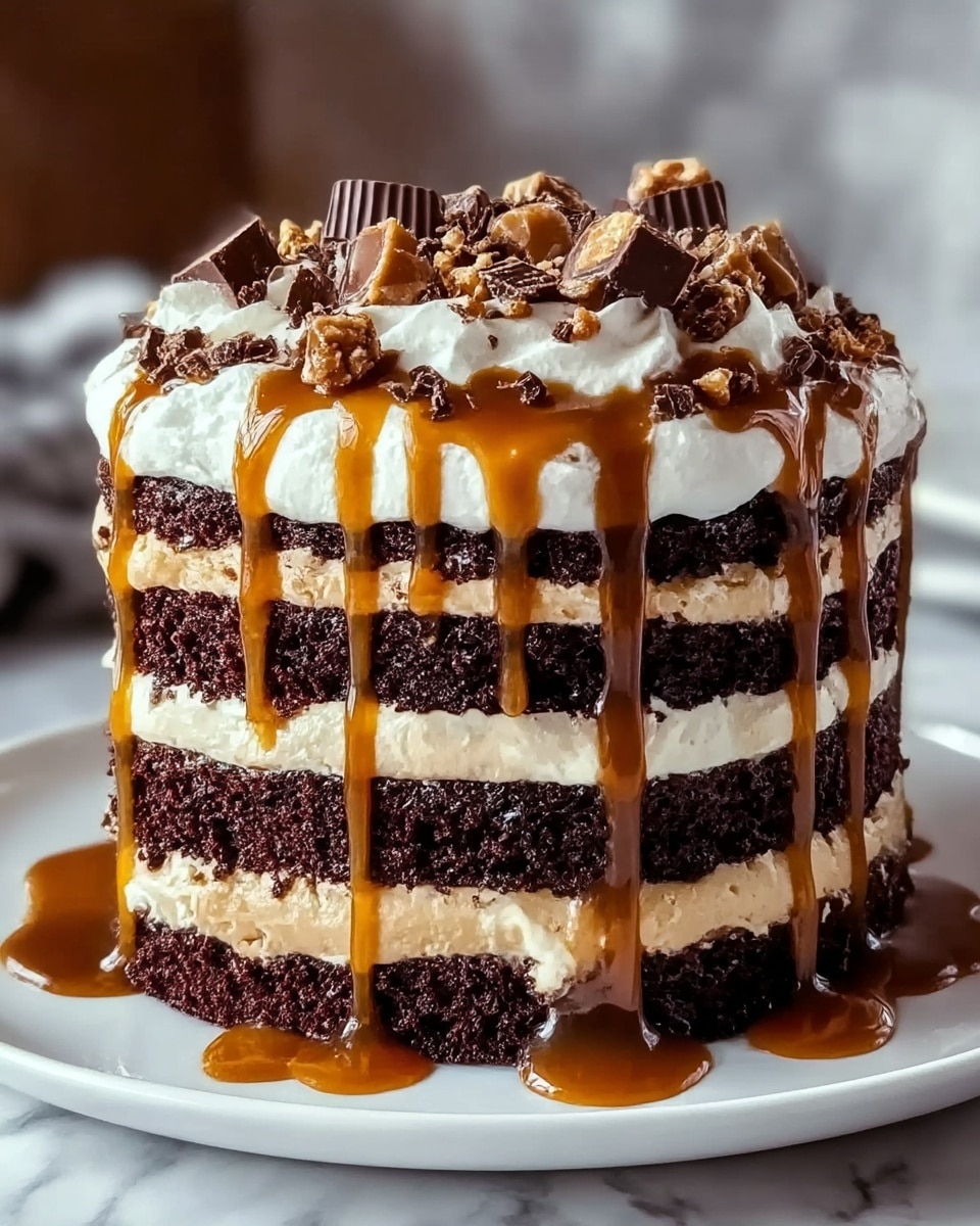 Irresistible Chocolate Caramel Toffee Crunch Cake Recipe - Recipe Image