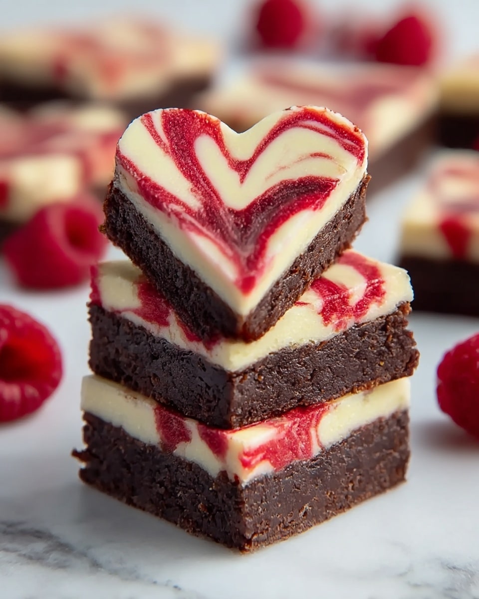 Heart Shaped Brownies with Raspberry Swirl & Cheesecake Recipe - Recipe Image