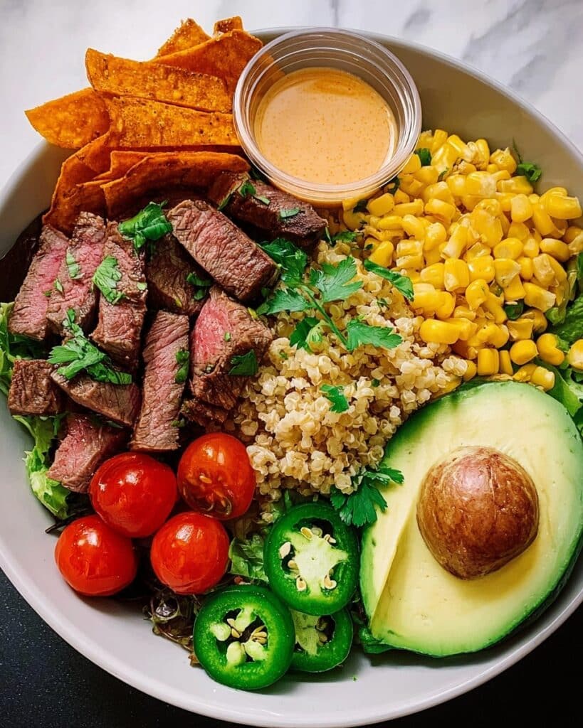Easy Smoky Steak Bowl with Veggies and Rice Recipe