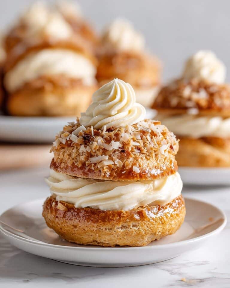 Chocolate Toasted Coconut Donuts with Chocolate Glaze and Vanilla Cream Topping Recipe